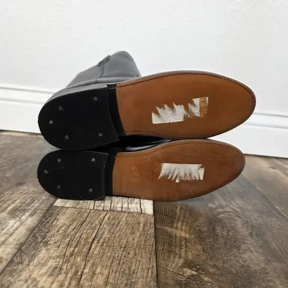 Vintage Black Leather Mid Calf Pull On Western Roper  Boots Women’s 5 - Picture 6 of 7